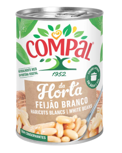 A tin of Compal White Beans (Feijao Branco)