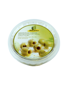 Macarico Pitted Green Olives w/ Garlic & Bay Leaf  Pet120g