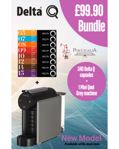 *BUNDLE* Delta Q Coffee Machine MINI Qool Grey + 240 capsules Delta Q