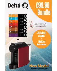 *BUNDLE* Delta Q Coffee Machine MINI Qool Red + 240 capsules Delta Q
