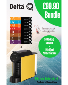 *BUNDLE* Delta Q Coffee Machine MINI Qool Yellow + 240 capsules Delta Q